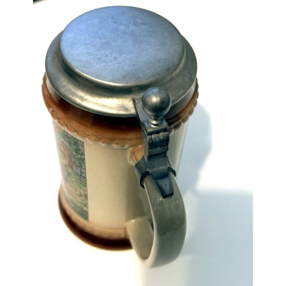 Vintage Gerz W German Stein w Screened Horse Drawn Beer Wagon & Pewter Lid - Picture 6 of 10